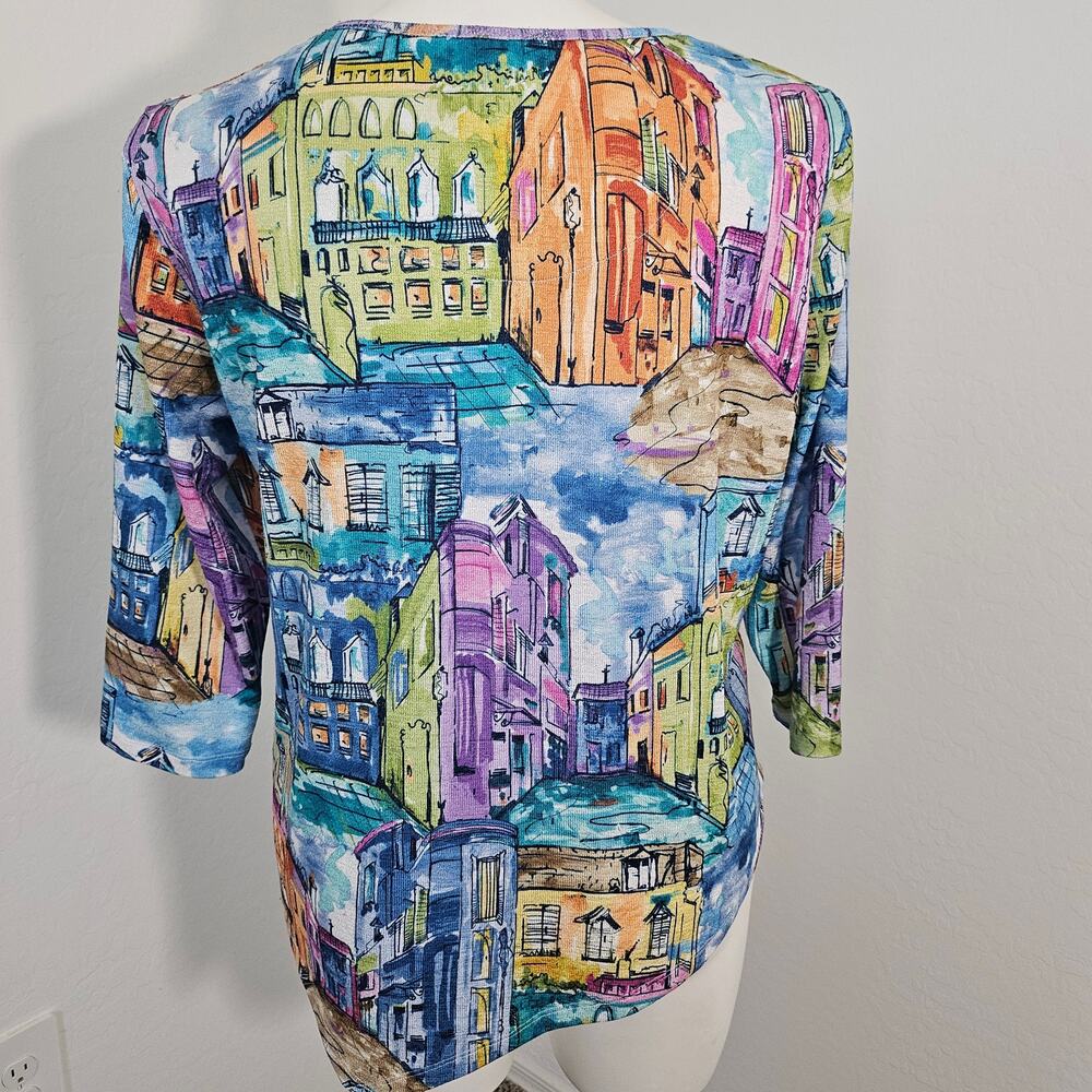 Alfred Dunner Petite L Asymmetrical 3/4 Sleeve Shirt - Picture 5 of 9